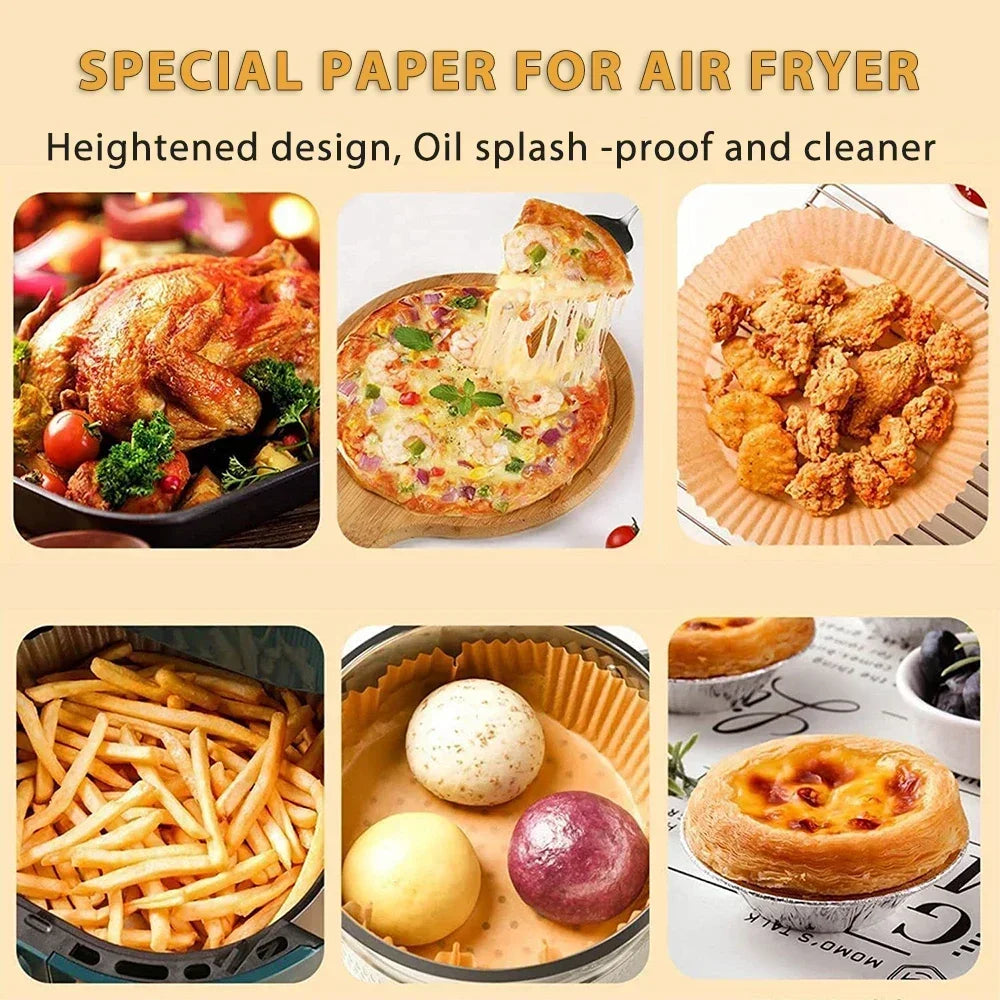 100/50pcs Disposable Paper Non Stick Air Fryer Baking Paper 16cm Round Air Fryer Paper Inner Lining Paper Kitchen Accessories