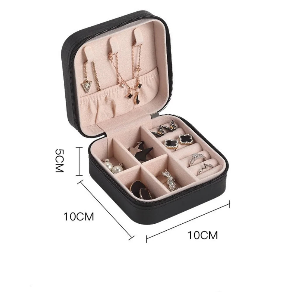 Portable Mini Jewelry Storage Box Earrings Necklace Ring Jewelry Organizer Display Travel Organizer Jewelry Leather Storage Case