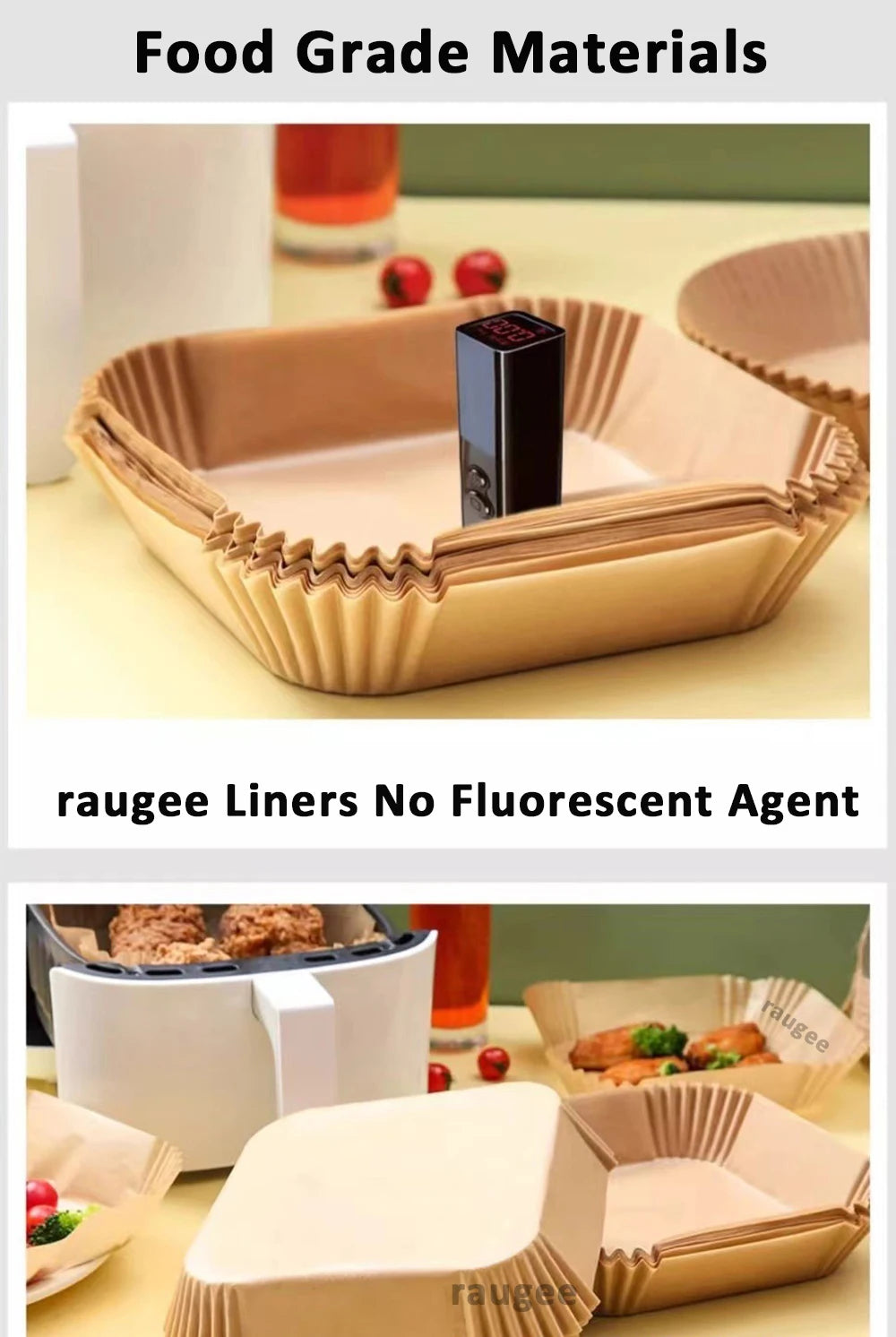 Air Fryer Paper 100pcs Disposable Air Frying Baking Paper Round Square Air Fryer Liners Baking Paper Air Fryer Accessories 50pcs