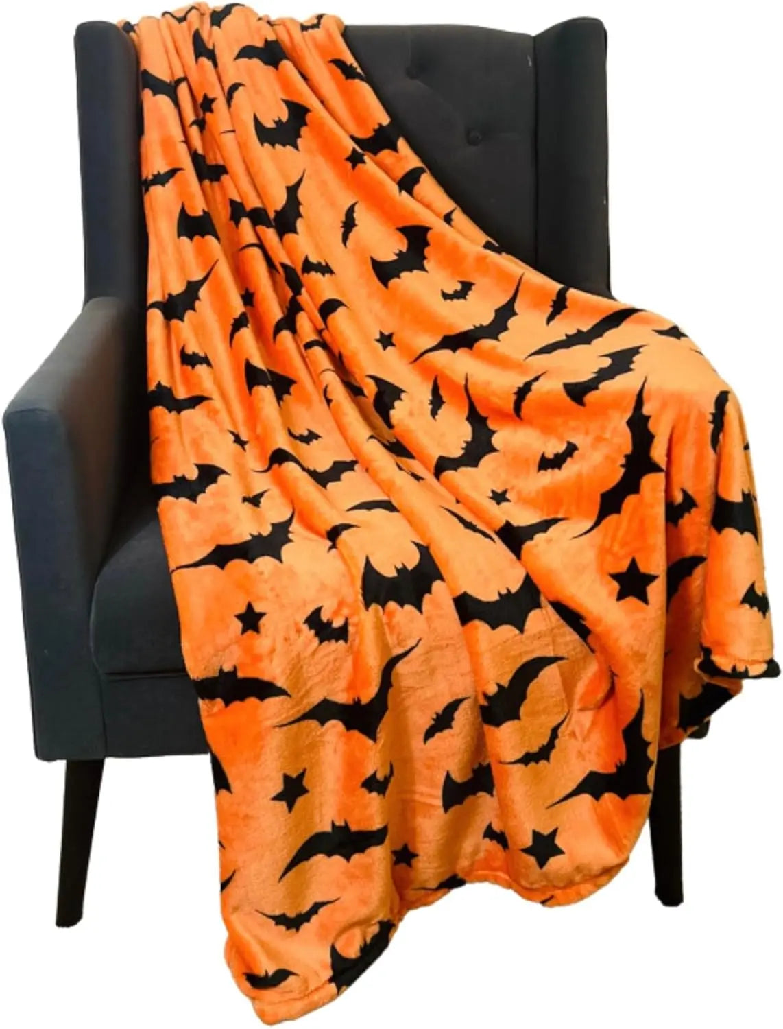 1PC Festive Halloween Black Bats Printed Flannel Blanket Perfect gift for Sofa Office Bed Plane Travel Sleep Read Relax Camping
