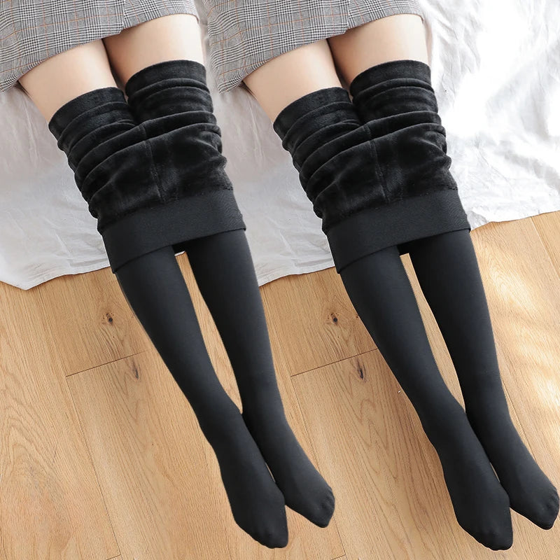 1/2pcs Fleece Lined Tights Women Thermal Pantyhose for Women Winter Panty Polar Skin Black Effect Stockings Women's Thermal Sock