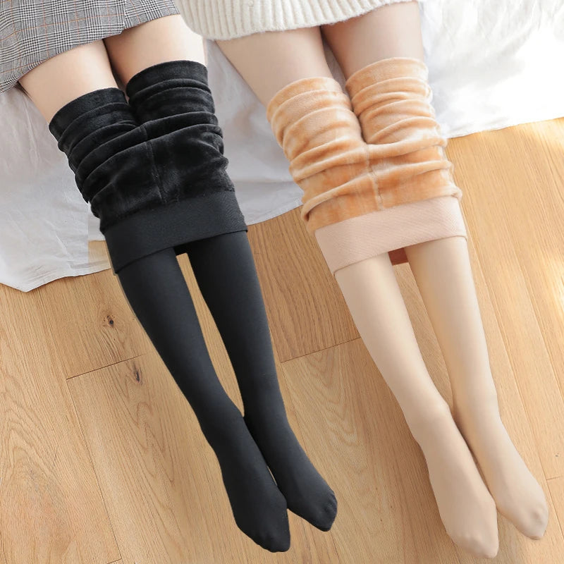 1/2pcs Fleece Lined Tights Women Thermal Pantyhose for Women Winter Panty Polar Skin Black Effect Stockings Women's Thermal Sock