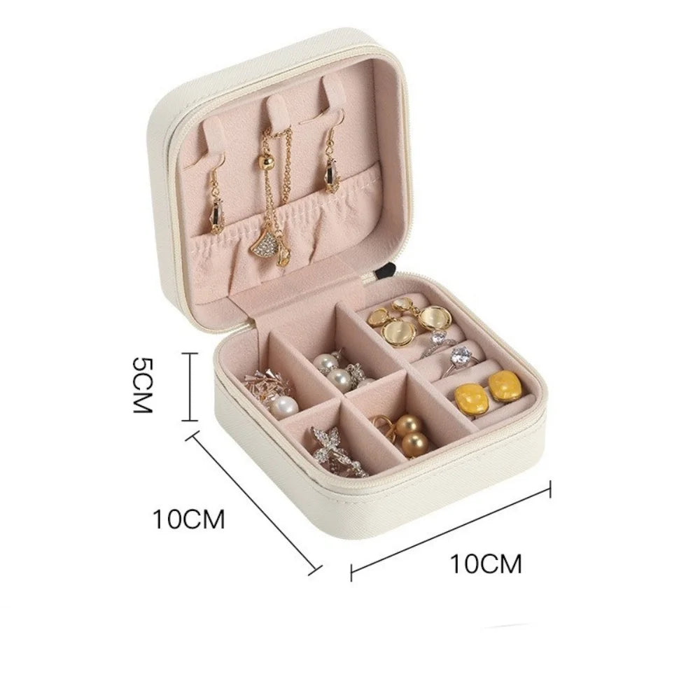 Portable Mini Jewelry Storage Box Earrings Necklace Ring Jewelry Organizer Display Travel Organizer Jewelry Leather Storage Case