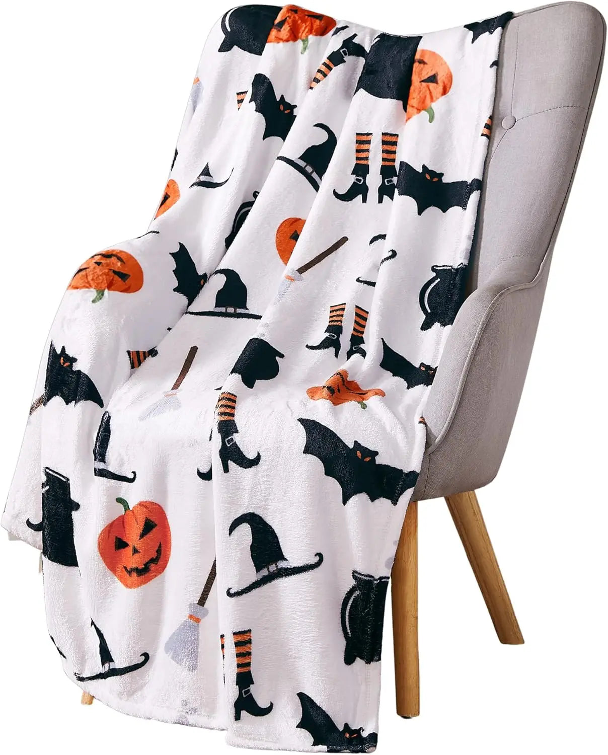 1PC Festive Halloween Black Bats Printed Flannel Blanket Perfect gift for Sofa Office Bed Plane Travel Sleep Read Relax Camping