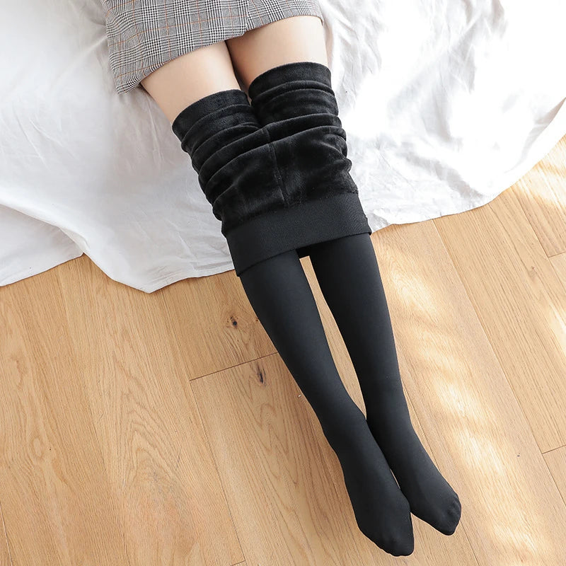1/2pcs Fleece Lined Tights Women Thermal Pantyhose for Women Winter Panty Polar Skin Black Effect Stockings Women's Thermal Sock