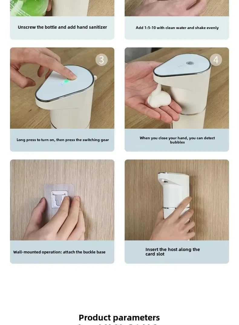 Intelligent Sensor Multi-Speed Contact-Free Wall-Mounted Vertical Hand Sanitizer Bubble Machine Rechargeable Soap Dispenser