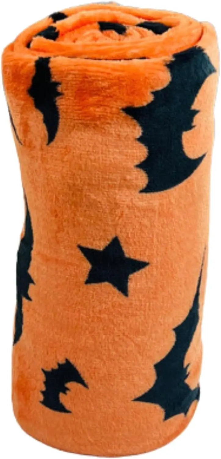 1PC Festive Halloween Black Bats Printed Flannel Blanket Perfect gift for Sofa Office Bed Plane Travel Sleep Read Relax Camping