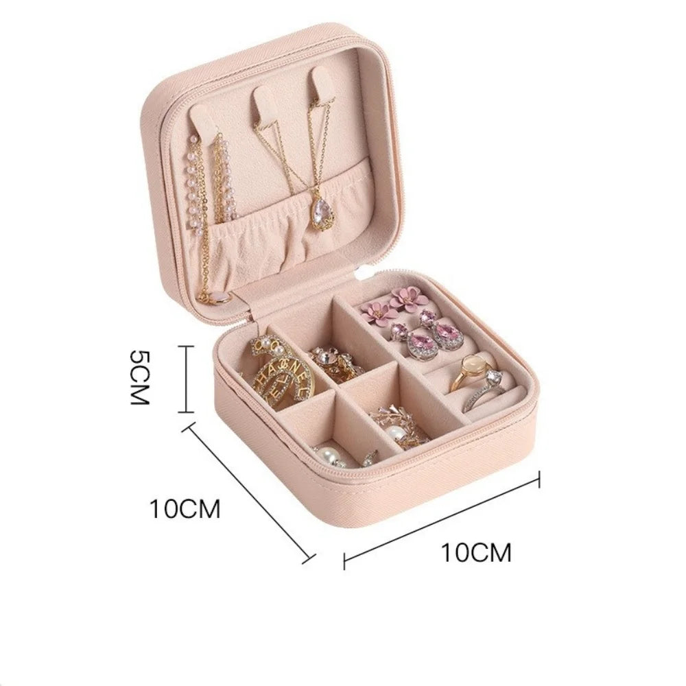 Portable Mini Jewelry Storage Box Earrings Necklace Ring Jewelry Organizer Display Travel Organizer Jewelry Leather Storage Case