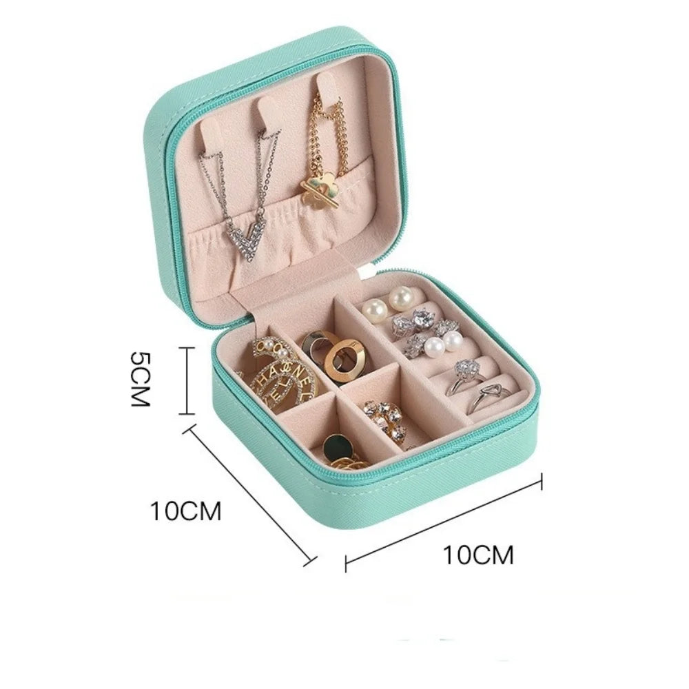 Portable Mini Jewelry Storage Box Earrings Necklace Ring Jewelry Organizer Display Travel Organizer Jewelry Leather Storage Case