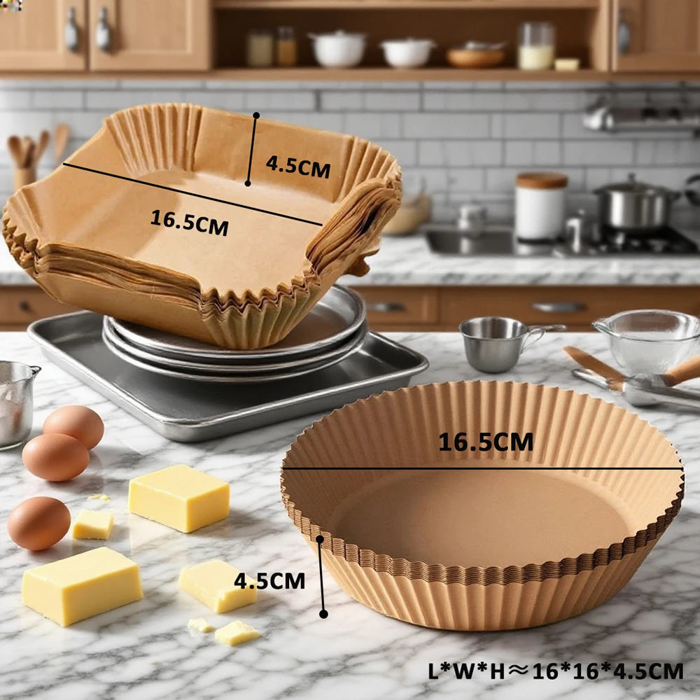 Air Fryer Paper 100pcs Disposable Air Frying Baking Paper Round Square Air Fryer Liners Baking Paper Air Fryer Accessories 50pcs