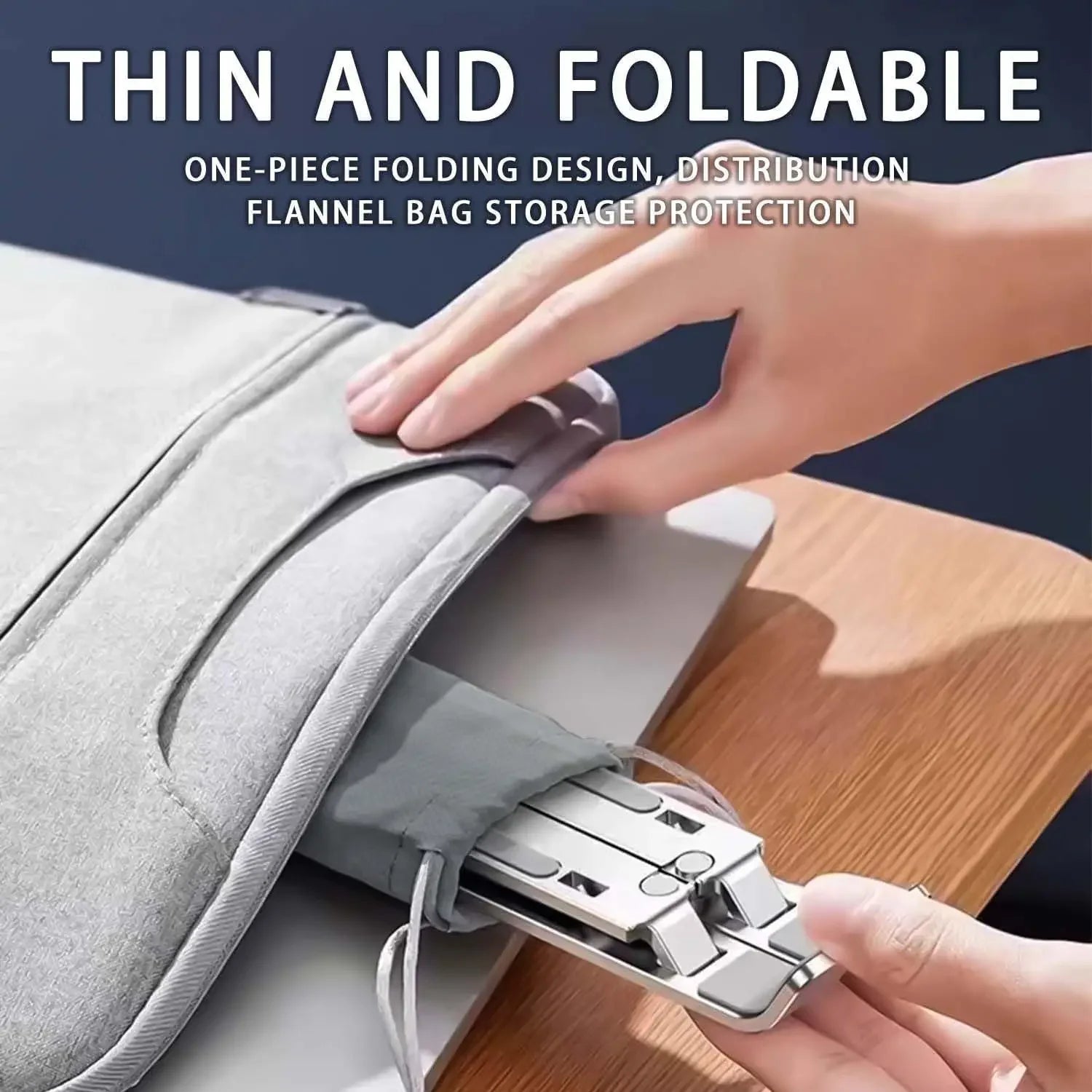 Adjustable Aluminum Laptop Stand - 6-Level Height, Foldable & Portable Design For 8-16” Laptops, Enhanced Ventilation & Heat