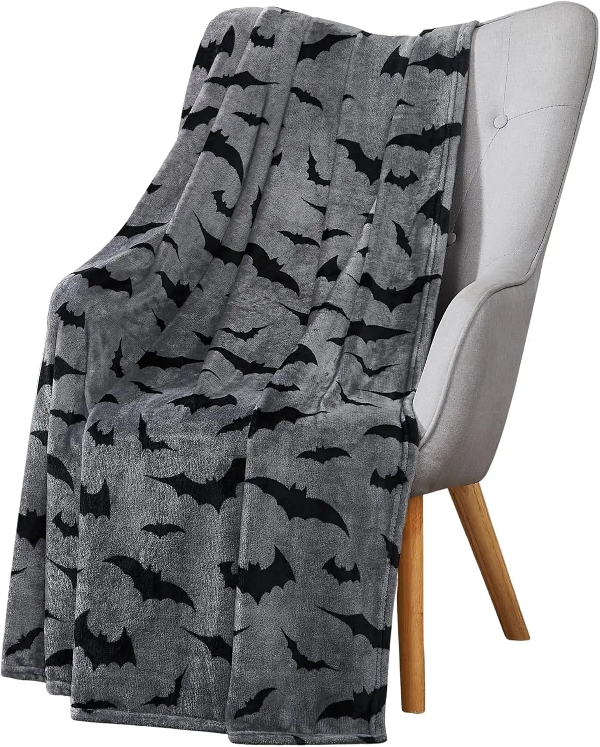 1PC Festive Halloween Black Bats Printed Flannel Blanket Perfect gift for Sofa Office Bed Plane Travel Sleep Read Relax Camping